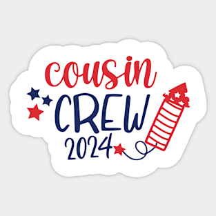 Cousin Crew 2024 Firecracker Red White Blue 4th of July Sticker